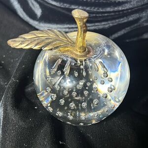 RARE Trump Taj Mahal Glass Apple w/brass leaf.